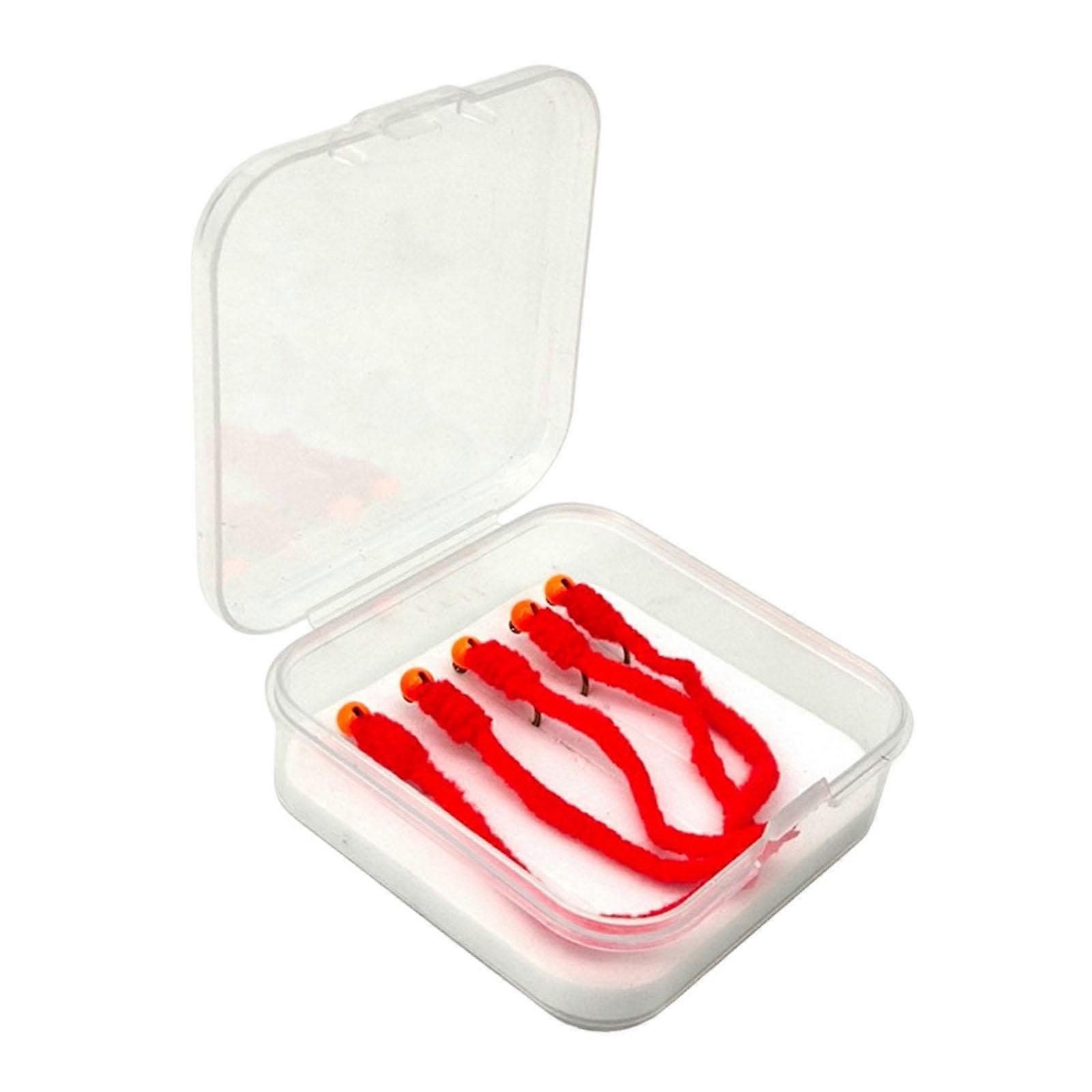 5X Squirmy Fly Fishing Lures with Hooks, Lightweight Realistic Bait for Beginners, Red Color, Ideal for Freshwater Angling