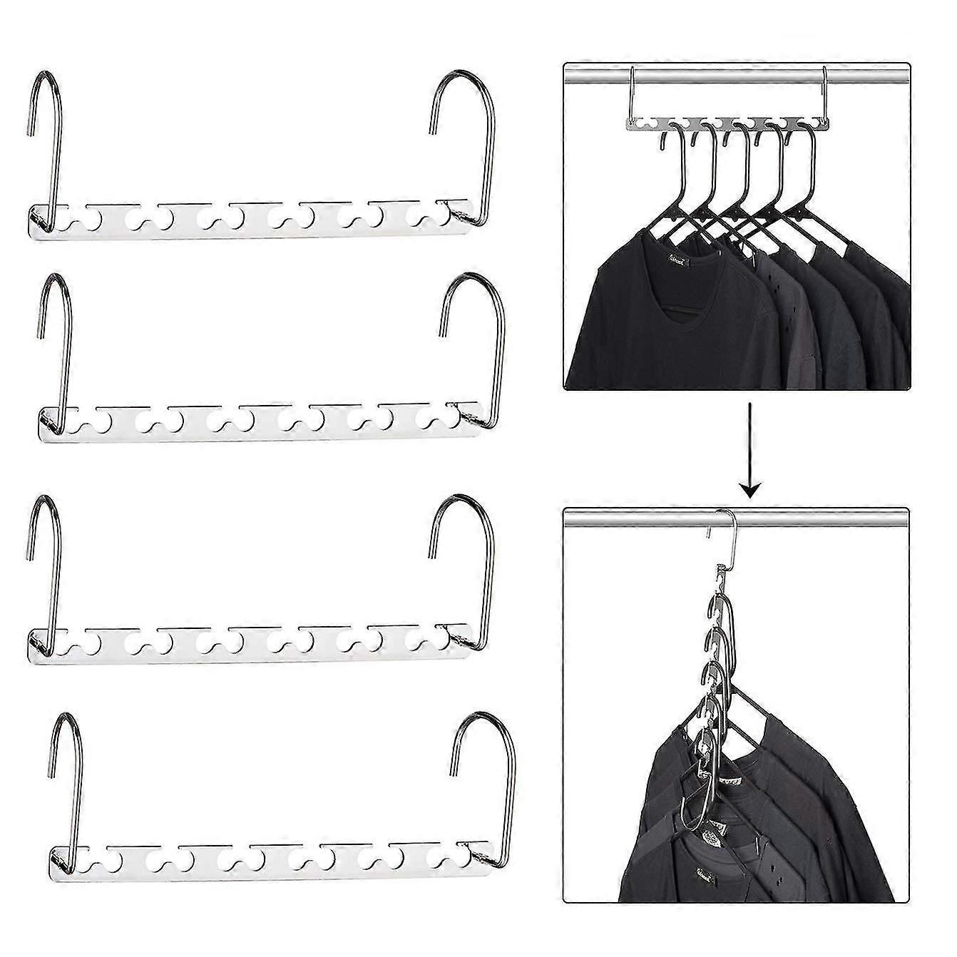 Pack Of 4 Metal Space-saving Hanger Holder Multiple Hangers, Cascading Hanger, Closet Space-saving Innovative Design Closet Organizer Hanger