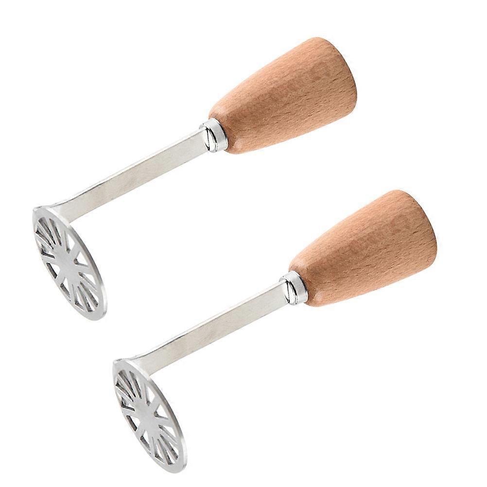 2pcs Stainless Steel Potato Masher with Wooden Handle for Home Use Create Smooth Mashes