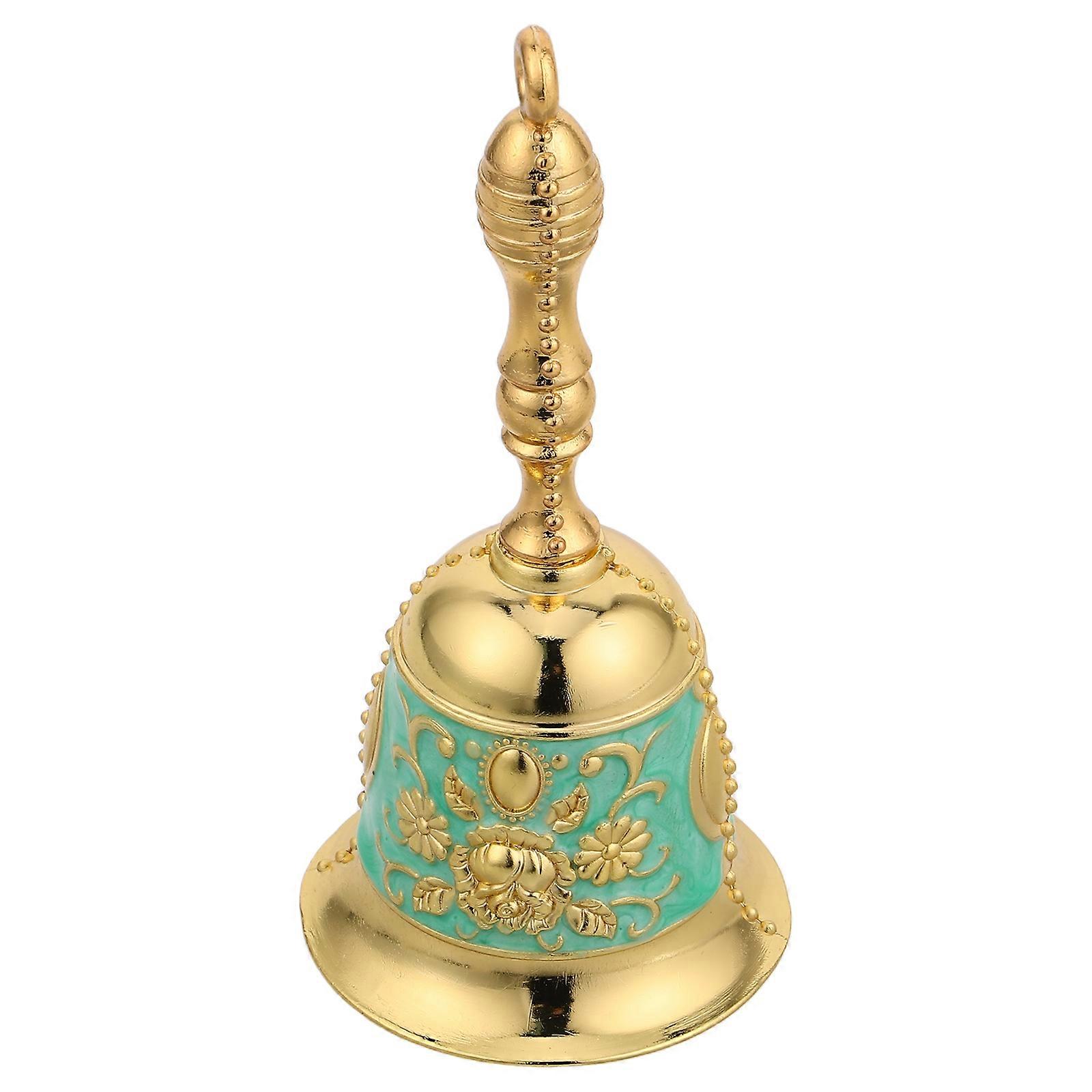 Light Green Metal Hand Bell for Kids Playing with Clear Sound and Retro Design 2.5 Inches
