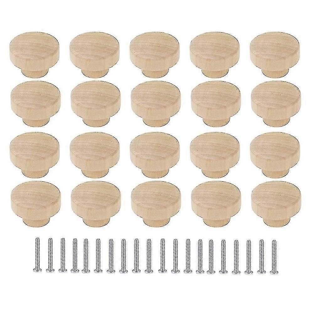 20pcs Wooden Drawer Knobs, 35mm Unfinished Cabinet Pull Handles