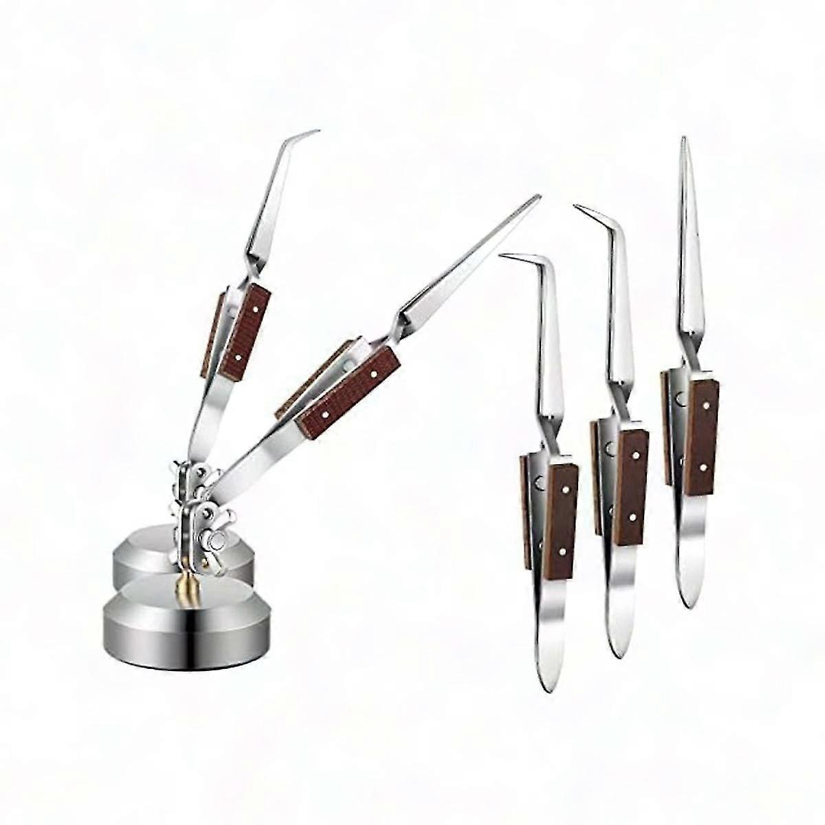 5 قطع لحام ملاقط مع قاعدة دوارة 360 درجة لصنع المجوهرات واللحام والإصلاح