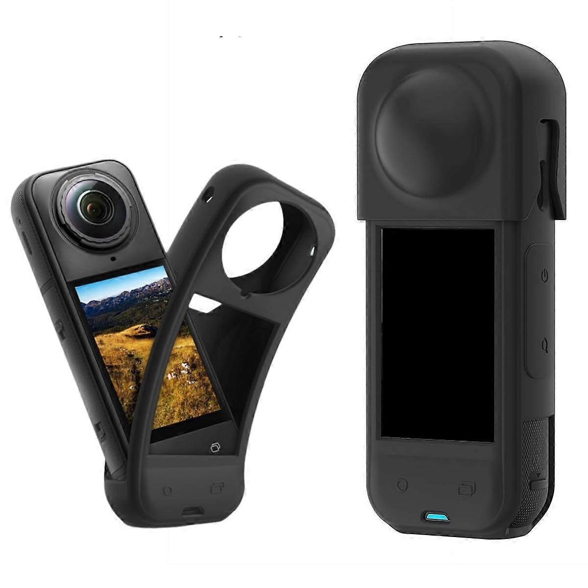 Silicone protective case for Insta 360 X5, soft rubber cover with lens cap, waterproof