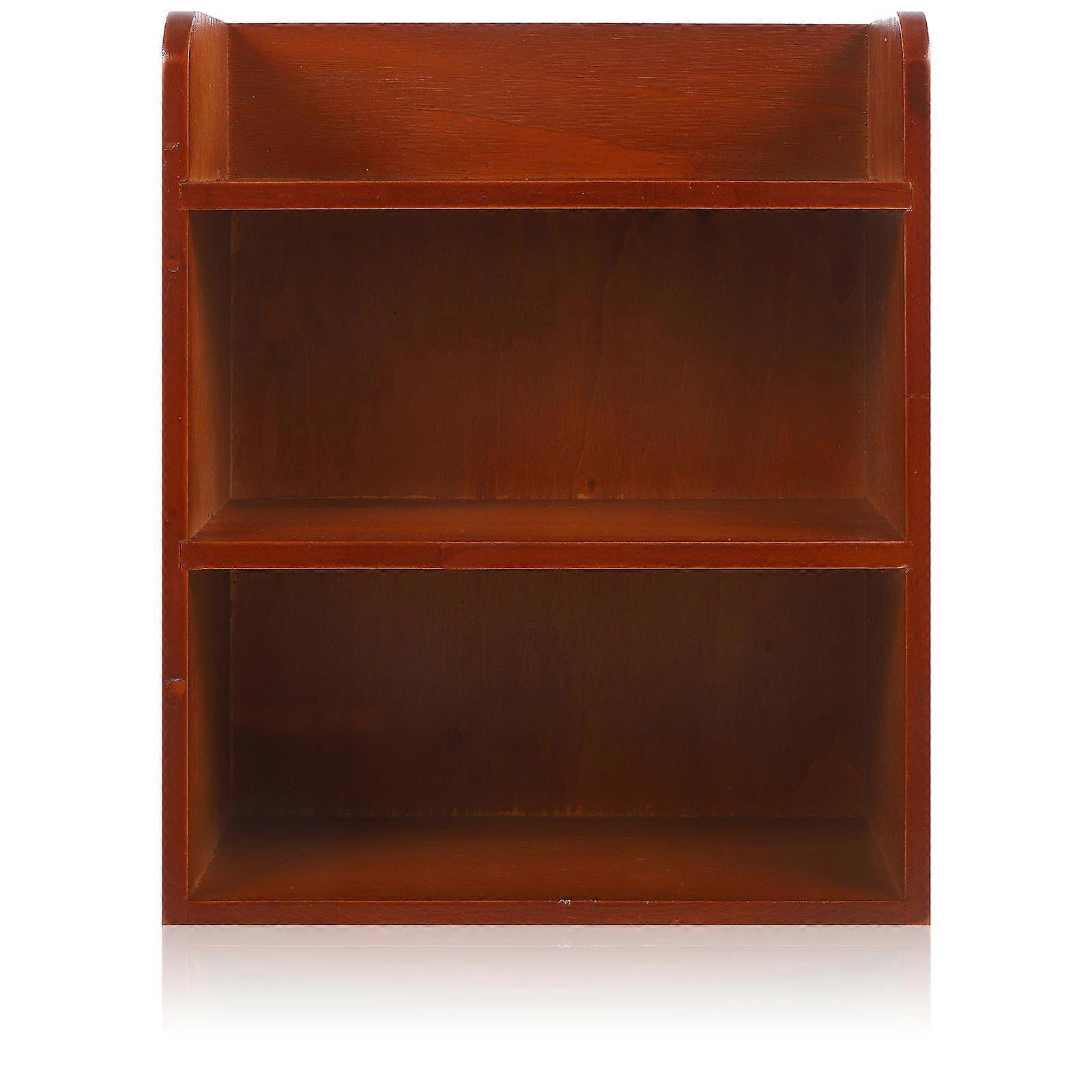 Brown Wooden Wall Mounted Storage Shelf for Home Organization and Display 11.8x7.9 Inches