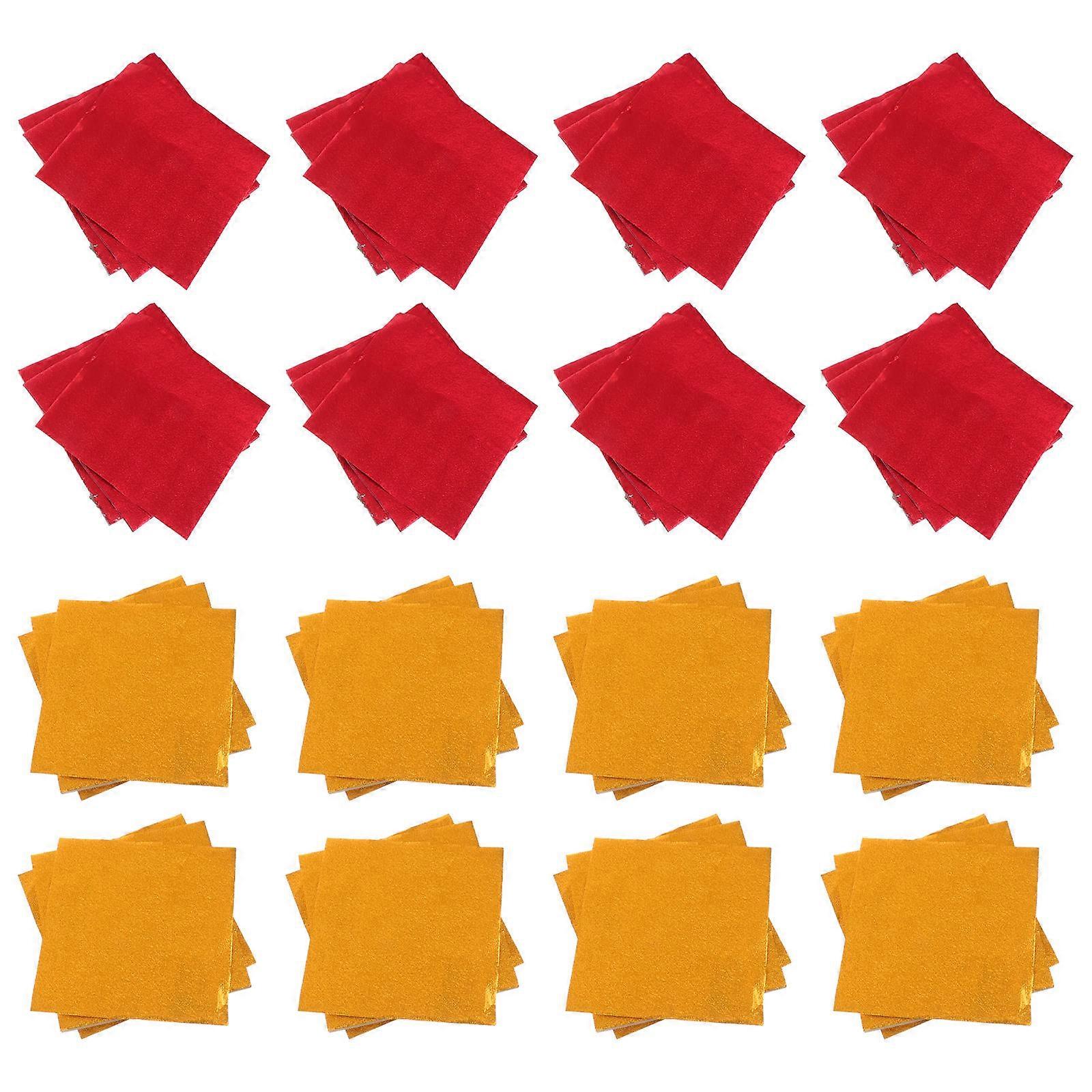 200Pcs Red Candy Wrappers Made From Aluminum Foil Perfect For Protecting Homemade Confections In A Square Design