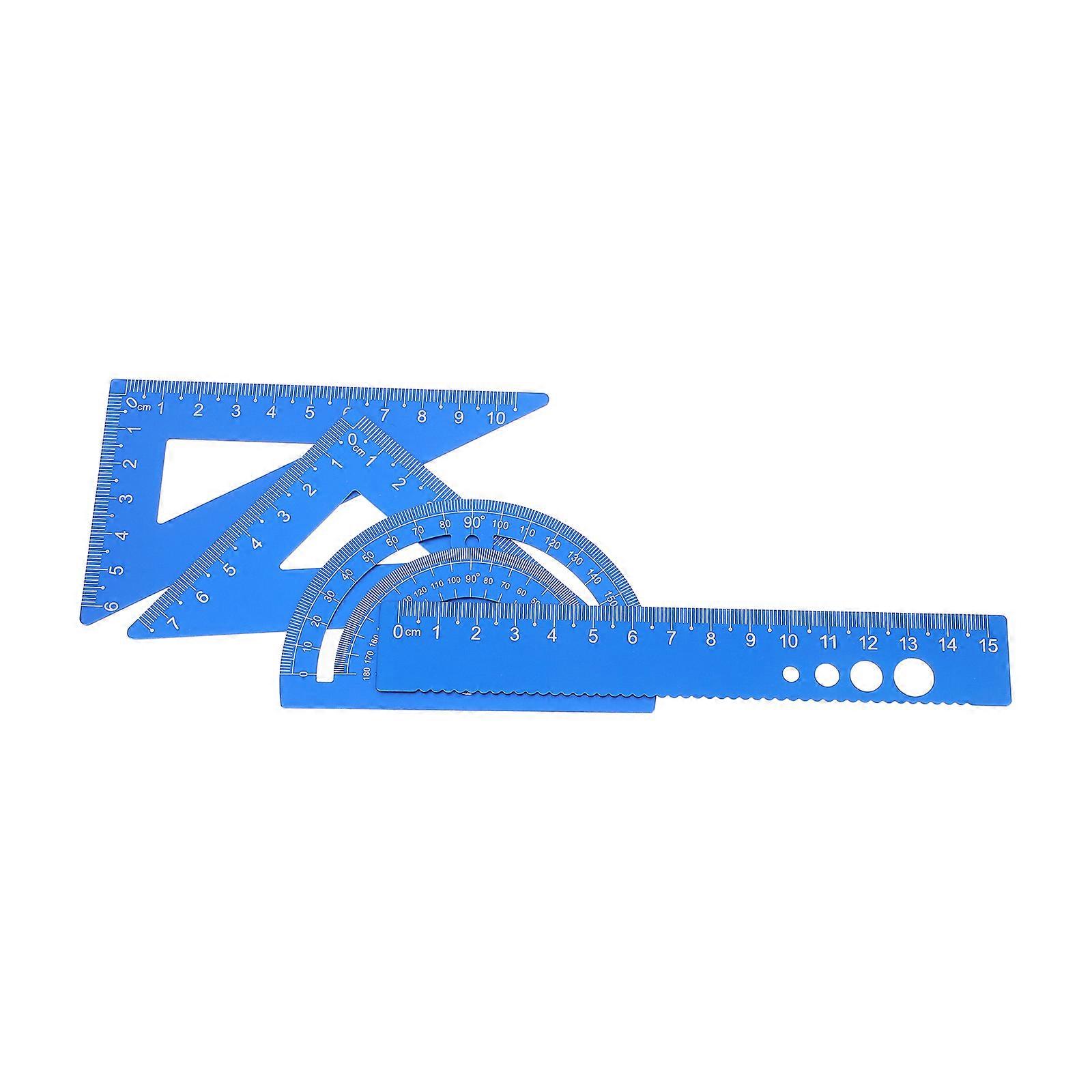 1 Set Triangle Ruler Math Tool Kit Drawing Stationery School Geometry Protractor Aluminum Alloy Rulers