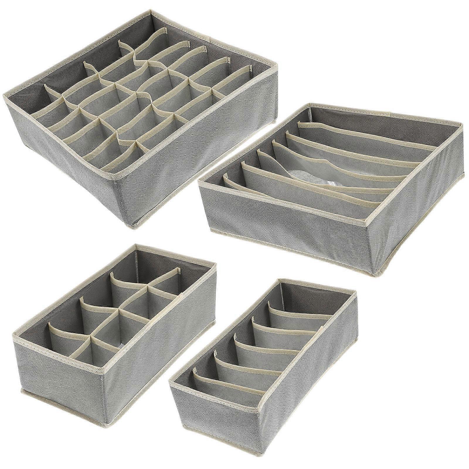 Closet Storage Box 4Pcs Underwear Bras Organizer Multi-Grid Compartment Design Multi Color Storage