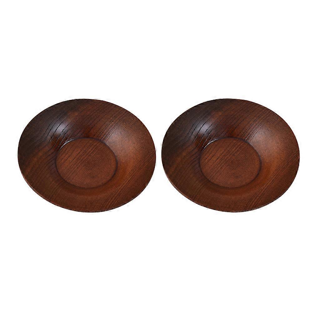 Wooden Tray with 2 Small Round Bowls for Sauce Dips Soybean Vinegar Safe Kids Elderly Light Brown