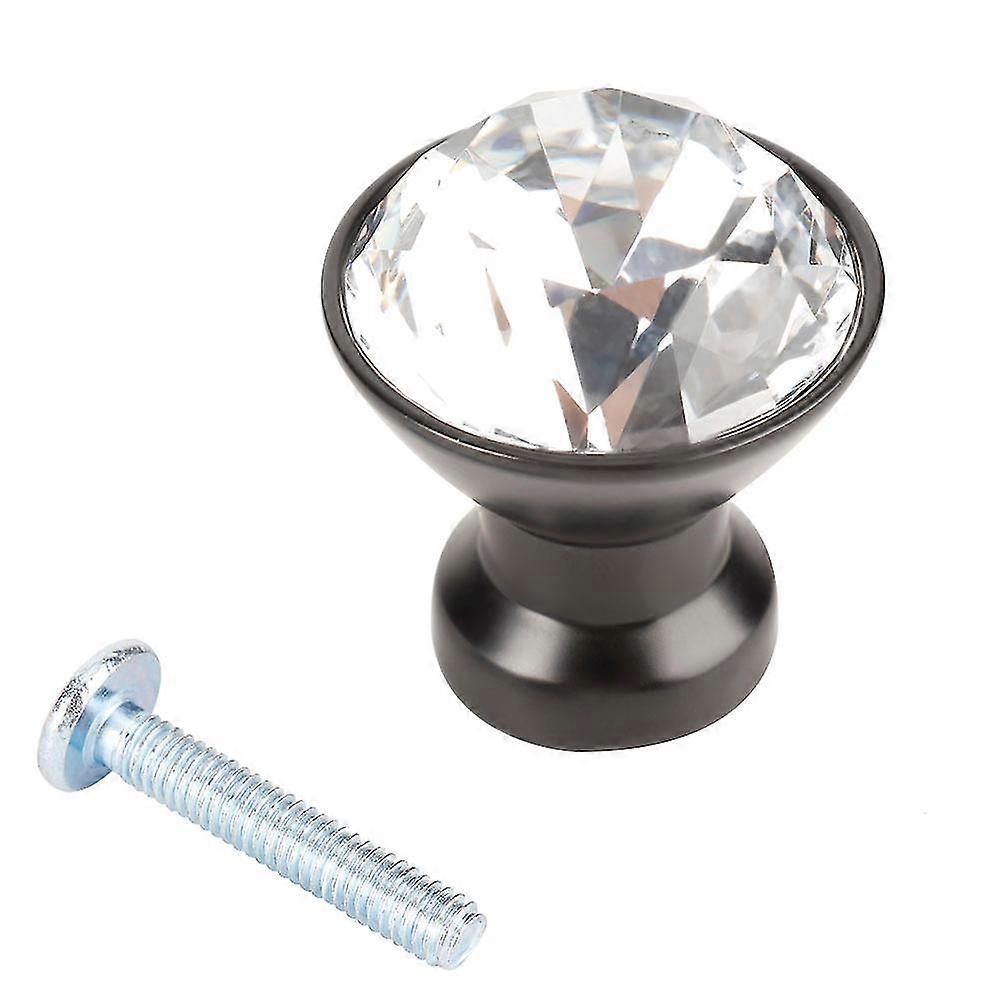 2025 4Pcs 30mm Crystal Cabinet Dresser Knobs Single Hole Cupboard Drawer Knobs Pull Handles(Black)