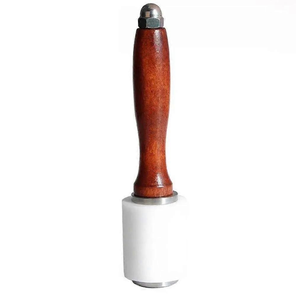 Nylon Leather Carving Hammer Wooden Handle Tool for Leather Processing and Crafting, I Shape, Durable DIY Accessory