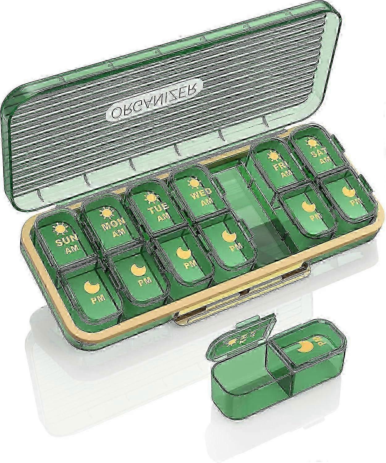 Pill Organizer for Daily Medication Management - 2 Times Daily, 7-Day Pill Box with Separate Containers & Portable Case