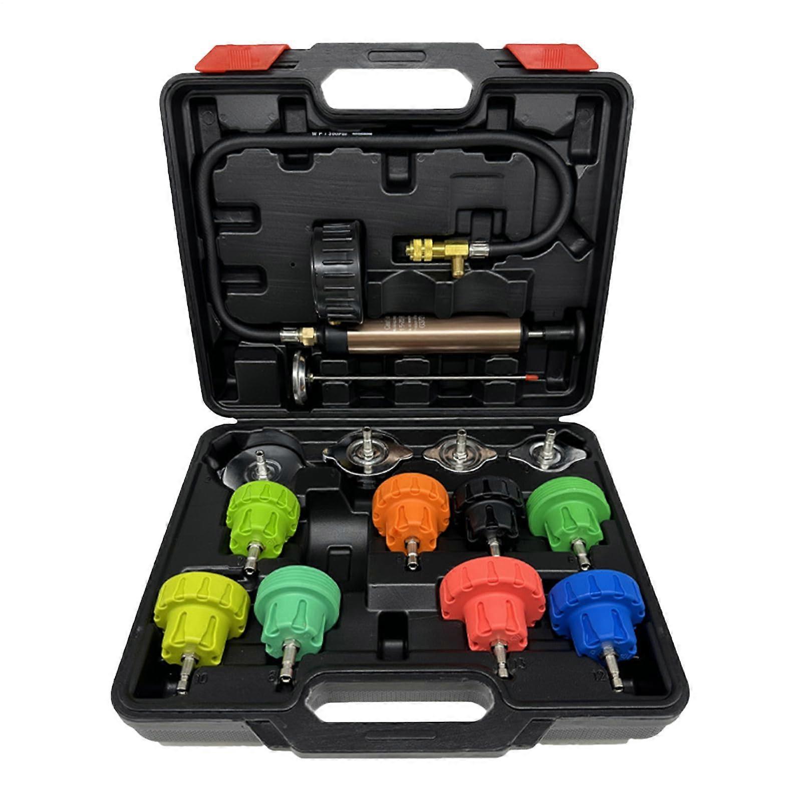 Kühlmittel Vakuum Nachfüll Kit - 14 Teile Kühlmitteldrucktester und Motorkompressionstester Set für Autofachleute und Anfänger