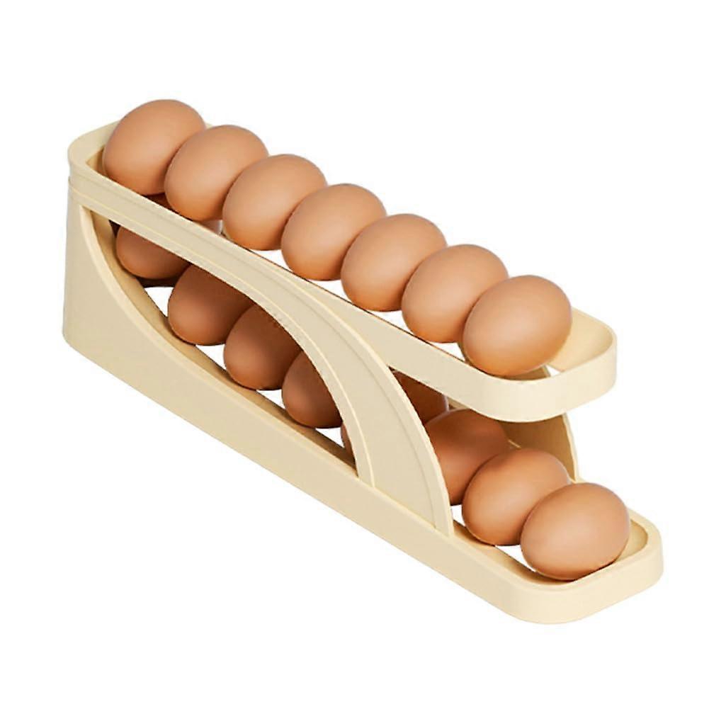 Automatic Egg Dispenser, Two-Layer Storage, Refrigerator Egg Organizer, Plastic Kitchen Gadget, 1 Pack