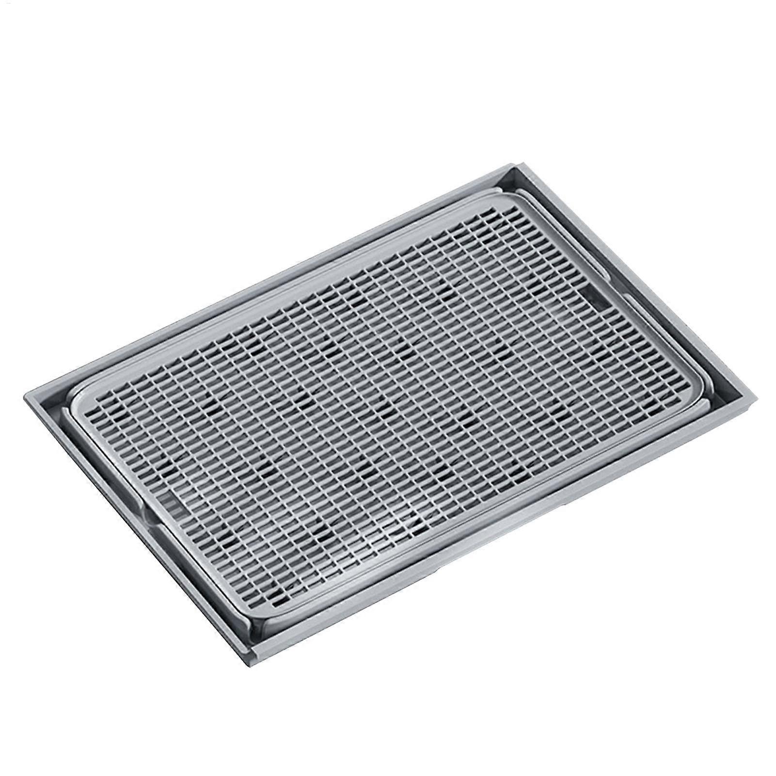 Cat Litter Tray Mats - Double Layer Litter Catching Mat for Cats | Removable Trapper Mat | Light Grey, Easy Clean Design
