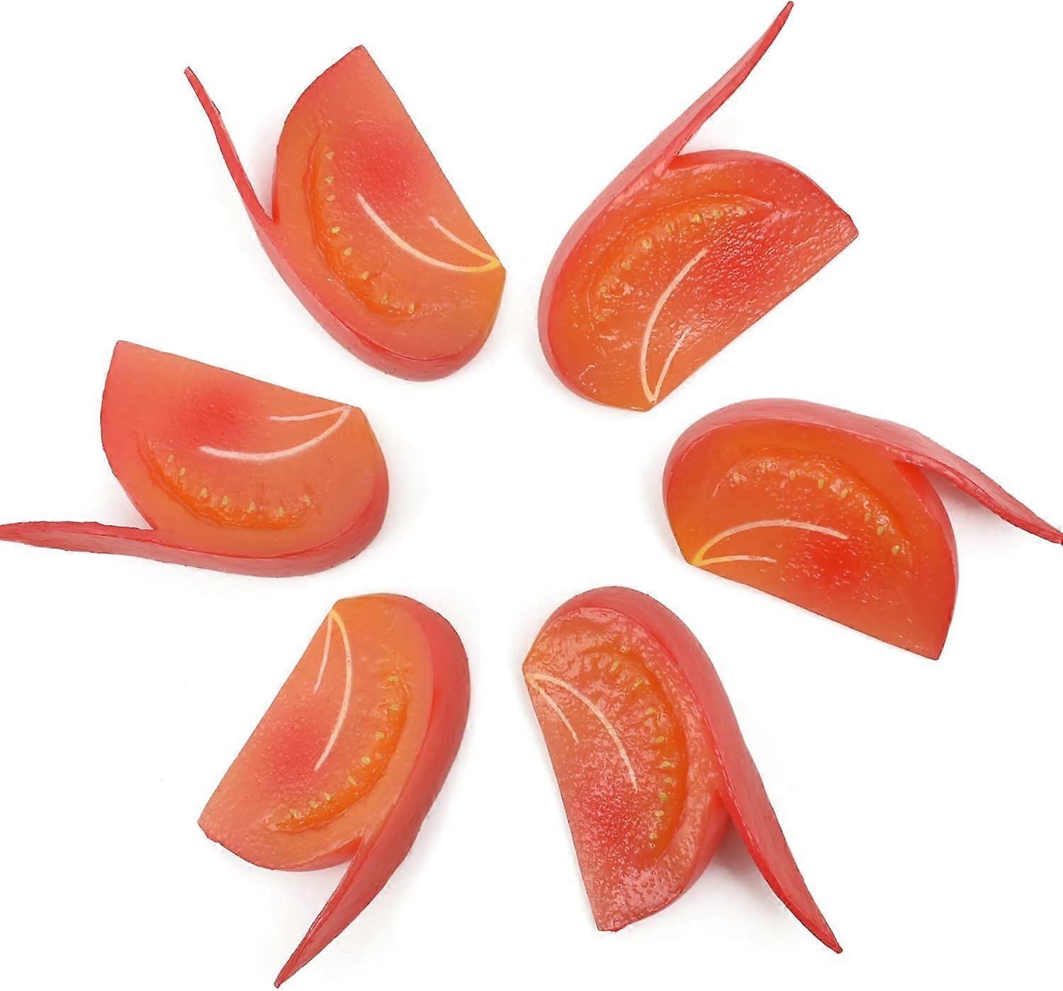 6pc Fake Tomato Slice Artificial Vegetables Tomatoes Simulation Plastic