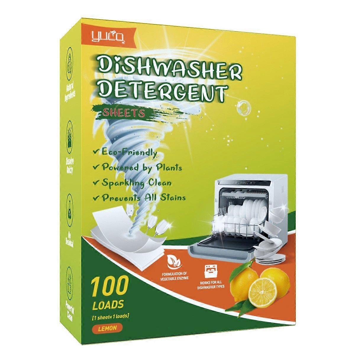Dishwasher Detergent Sheets 100 Loads, Liquid-Free Dish Soap Cleaner Strips Eco-Friendly No Plastic Dishwasher Pods Detergent, Use in Dishwasher or Si