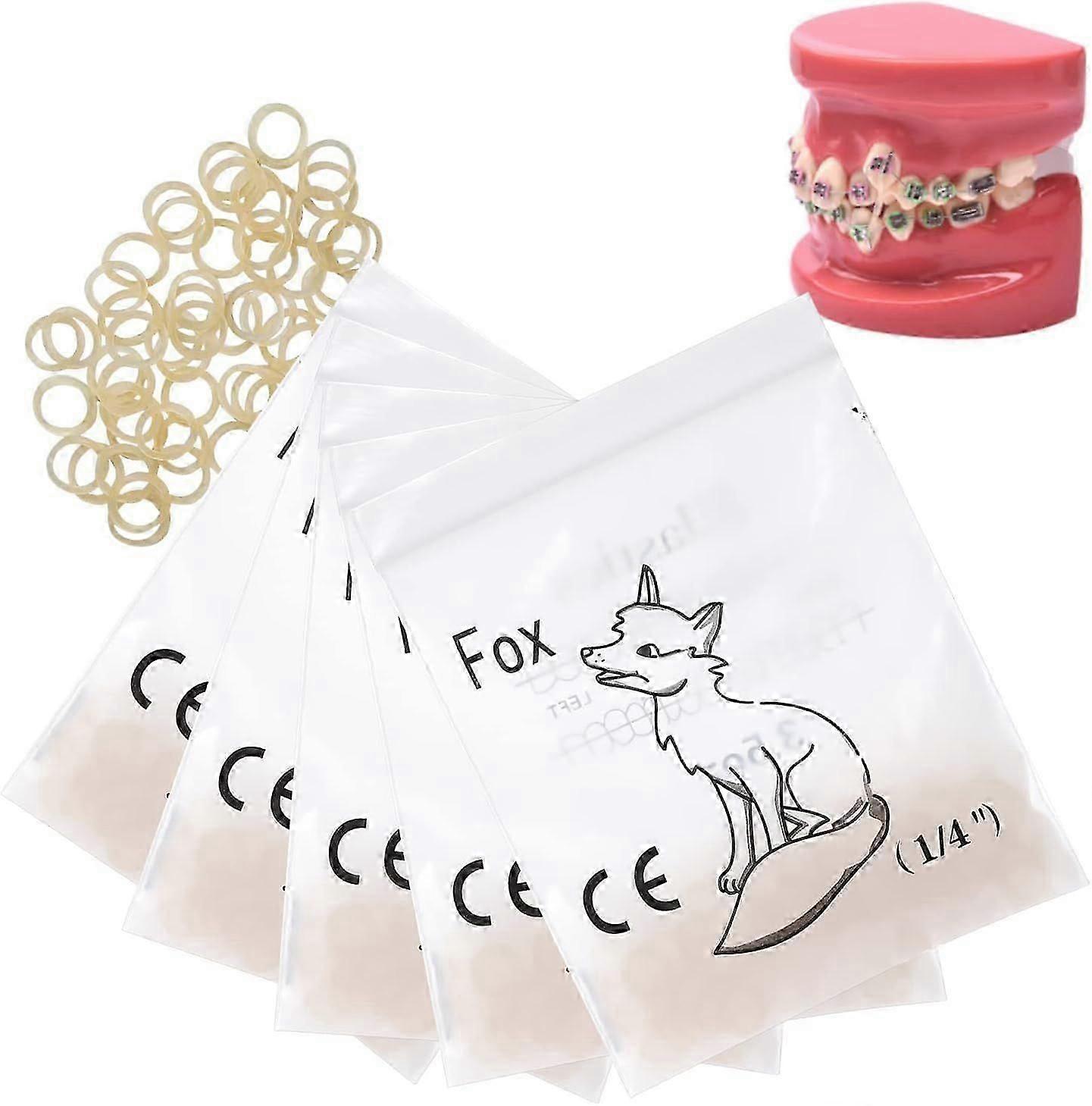 Benzi de cauciuc grele pentru aparate dentare - 1/4 Elastic Fox (100 bucăți)
