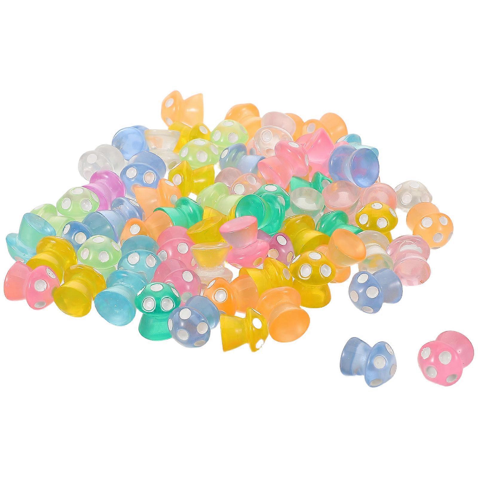 Mini Mushroom Ornaments Glow in The Dark Resin Figurines for Decoration 100Pcs