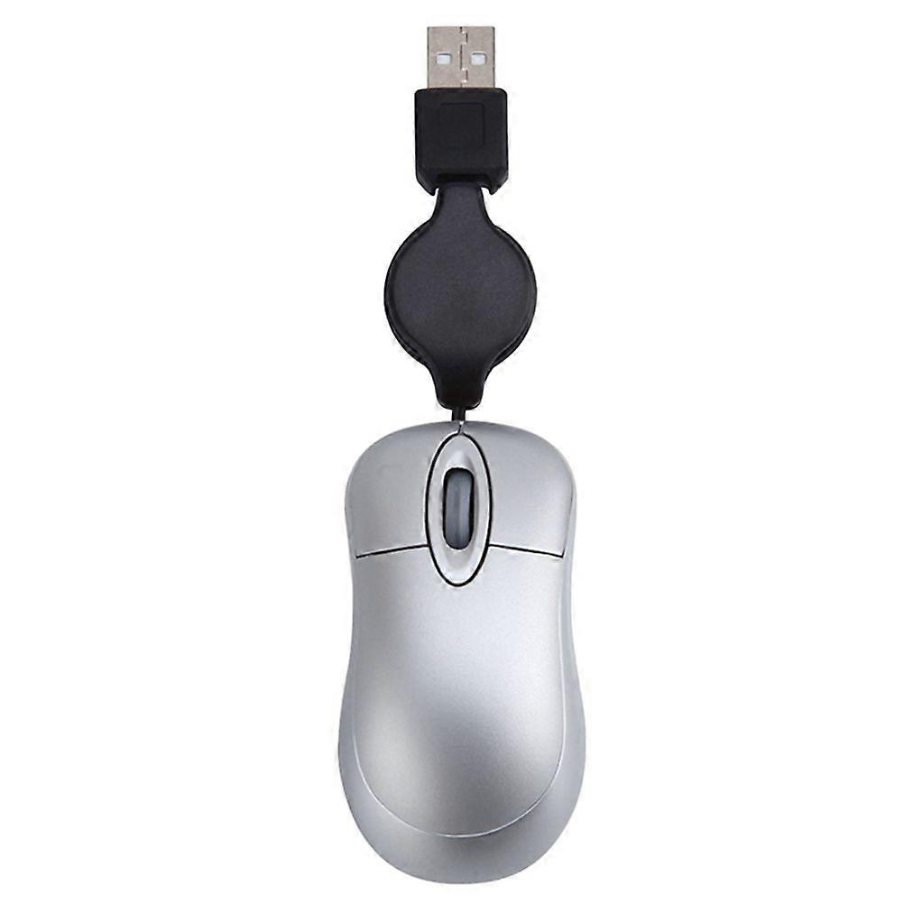 Creative USB Wired Mouse Mini Telescopic Mouse Computer Notebook Mouse Portable Mouse (Silver)