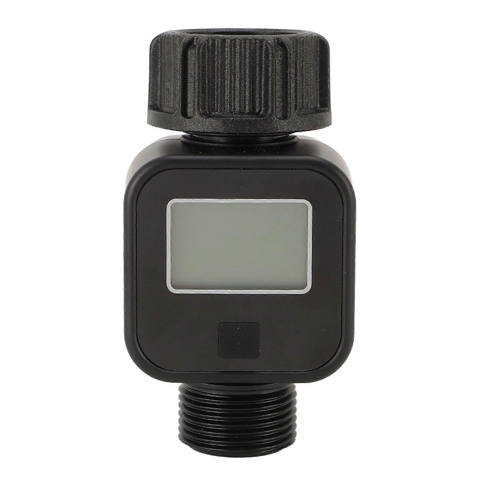 LCD Water Meter Standard 3/4in Thread Connector Outdoor Water Tracker Hose Attachment Water Meter for Nozzle Sprayer RV Water Tank