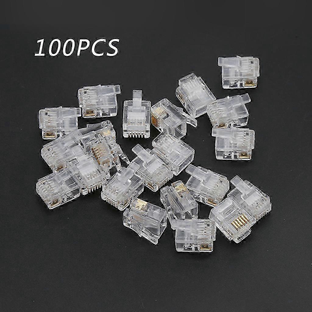 100 Pack RJ12 6P6C Modular Telephone Headset Cables with Crystal Clear Plugs