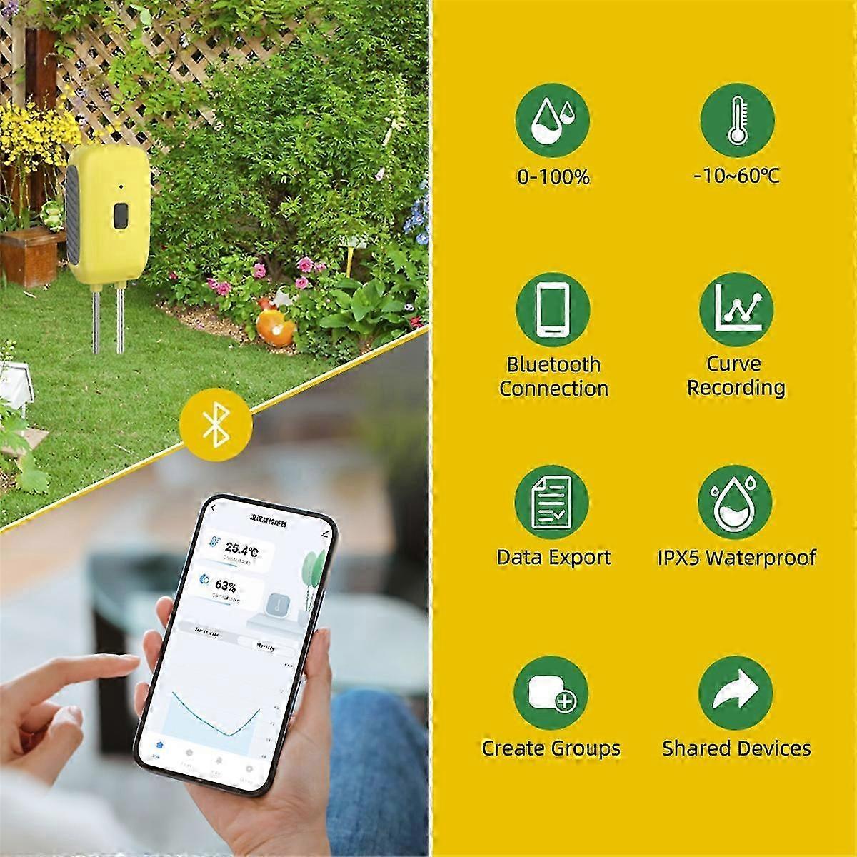 Bluetooth Soil Tester Temperature Humidity Test Meter APP Control