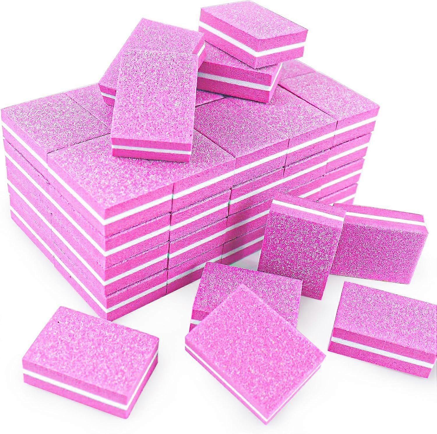 50Pcs Pink Sponge Nail Buffers,100/180 Grit Mini Nail Files,Mini Buffer Block