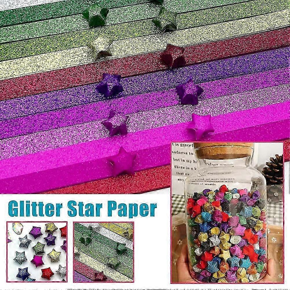 frosted origami star paper handmade glitter diamond gradient