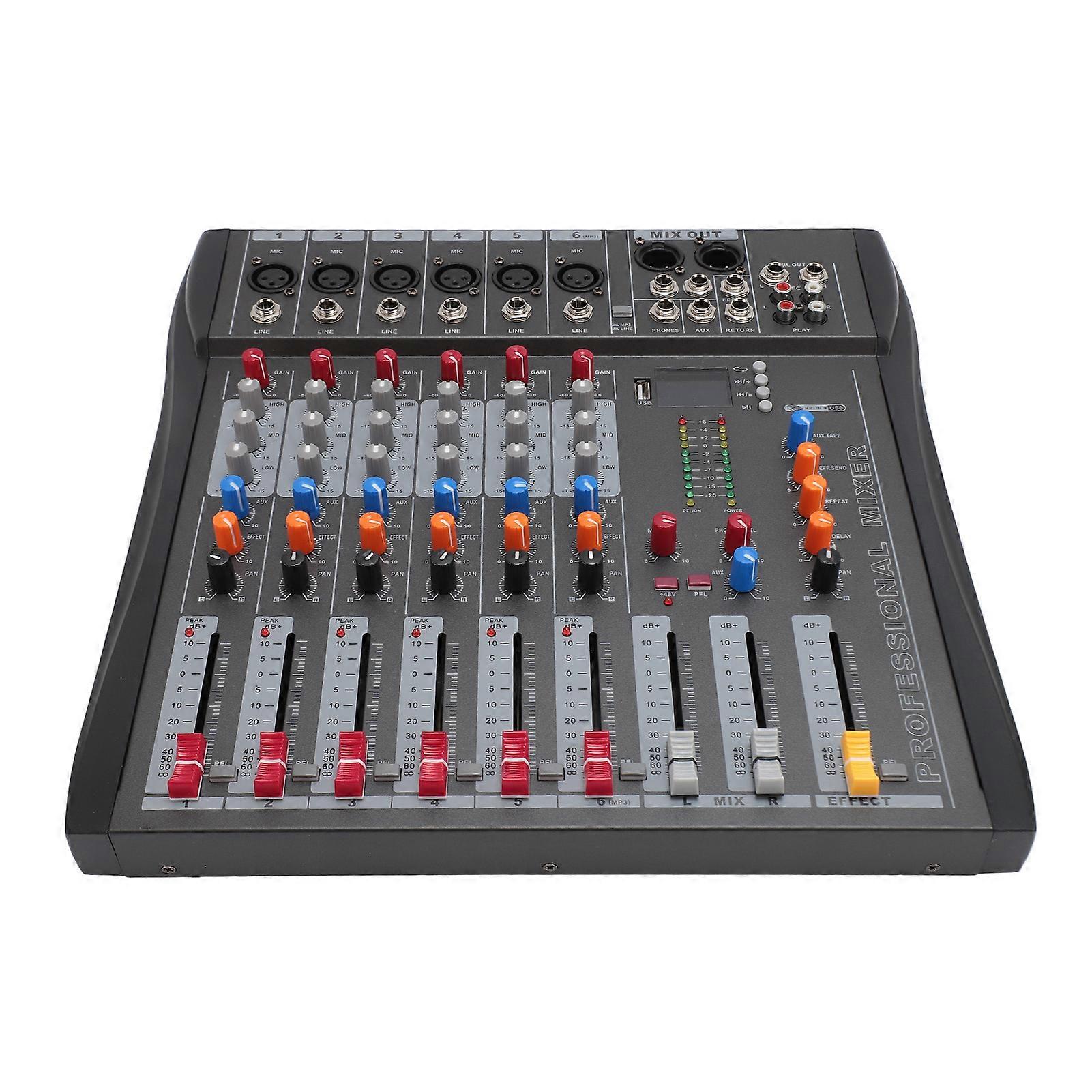 6-Channel USB Bluetooth Sound Mixer Live Streaming Studio 100-240V UK Plug