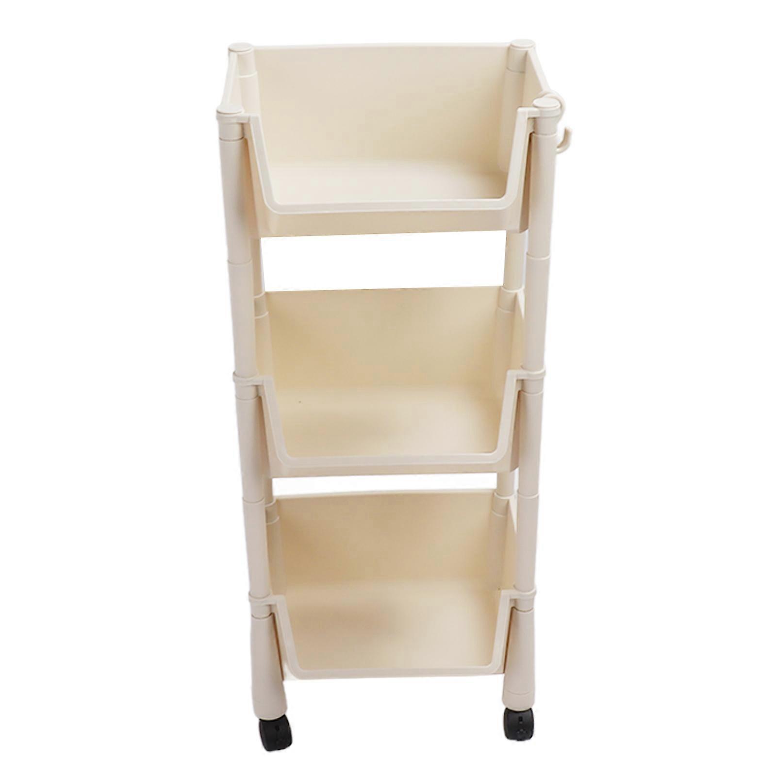 Movable Vertical Shelf 3-Layer PP Slide-Out Cart with Wheels for Office