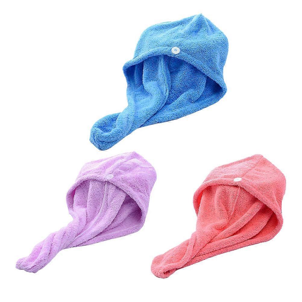 Coral Velvet Hair Towel Wrap for Women Assorted Color Microfiber Shower Cap Dries Hair Faster 3pcs