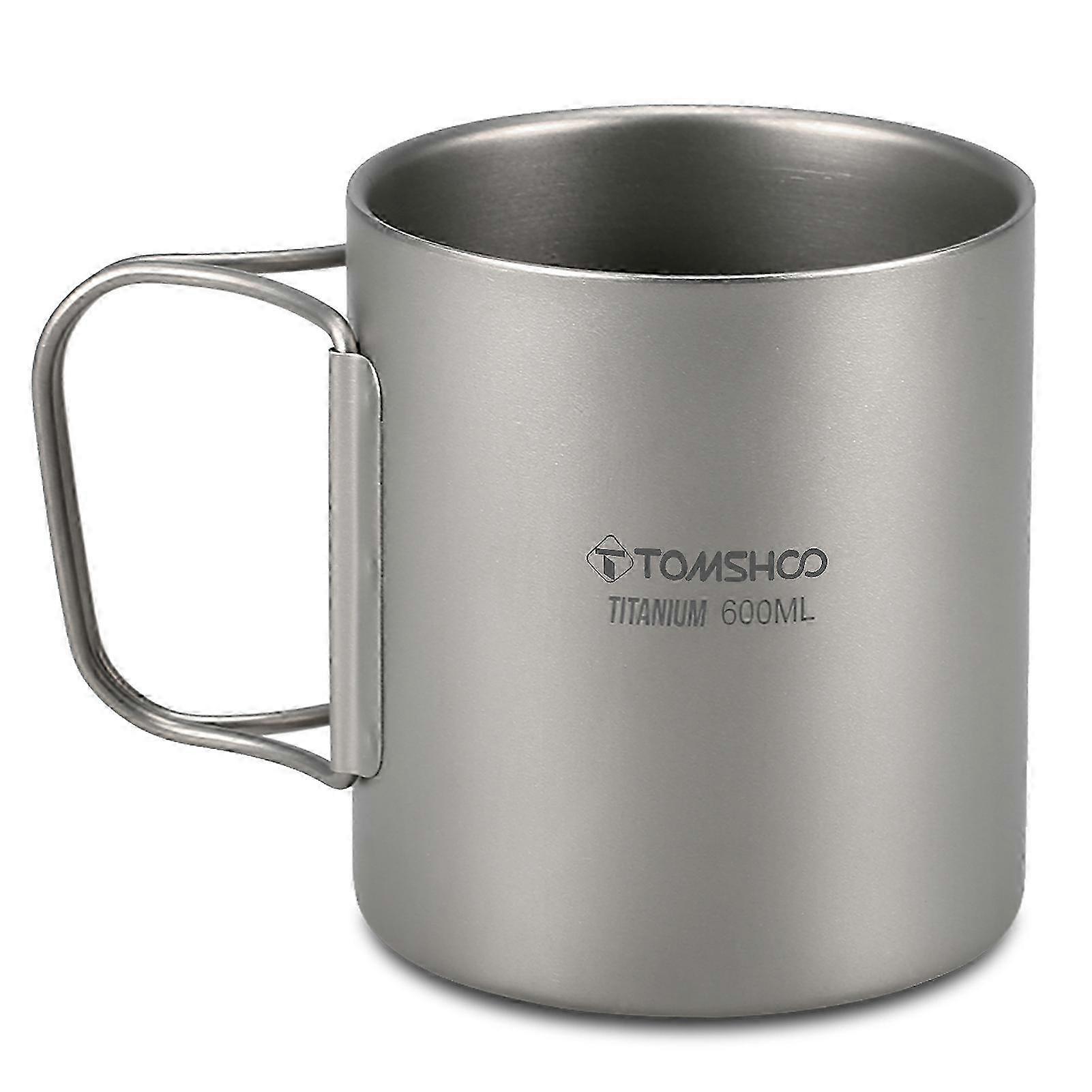 2025 Tasse légère en titane à double paroi 600 ml isolée avec poignée Tasse de camping compacte durable Rétention de chaleur Portable Extérieur Us