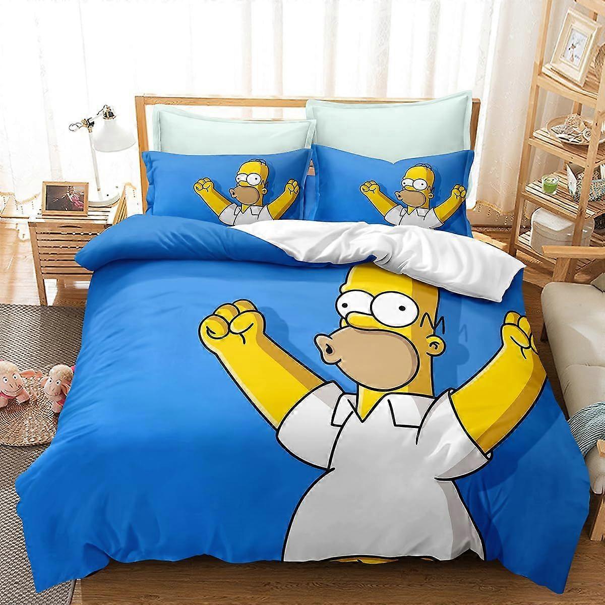 Ultra Soft Microfiber Sängkläder Simpsons 3 stycken 1 Påslakan Set 3D-tryckt Sängkläder Täcke Påslakan 2 Örngott med Dragkedja 140x200cm