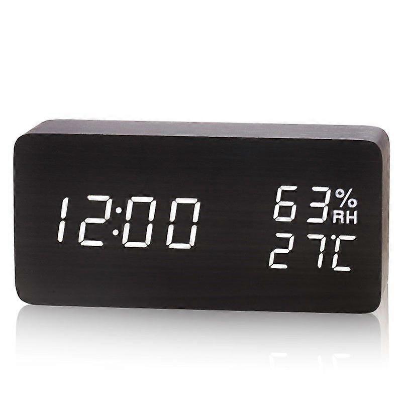 Alarm Clock Digital Clock Digital Alarm Clock Wooden LED Alarm Clock (Black Wood