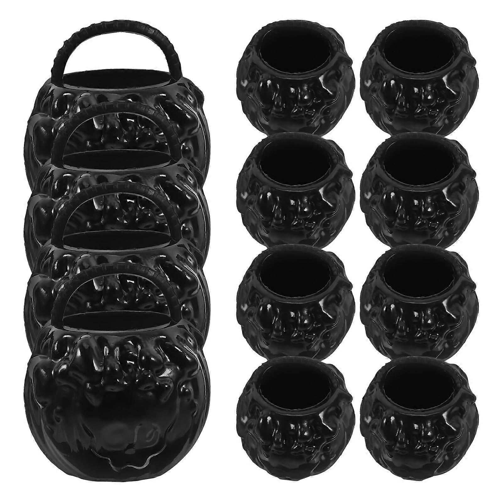 Mini Halloween Cauldron Pot for Storage Use 60Pcs Plastic Black