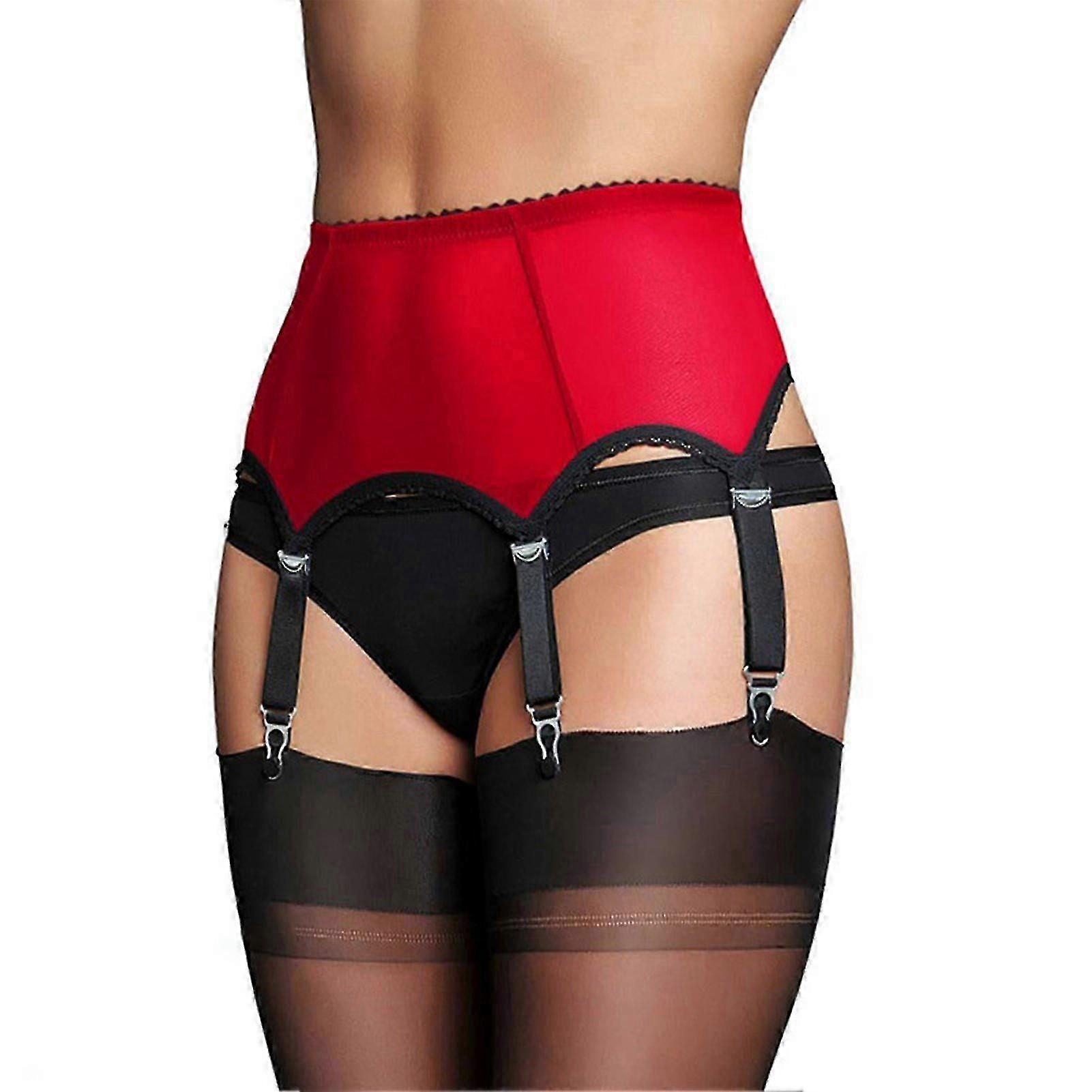 Women's Garter Belt with 6 Clips Adjustable Sheer Design S-M-L-XL-2XL-3XL Sizes