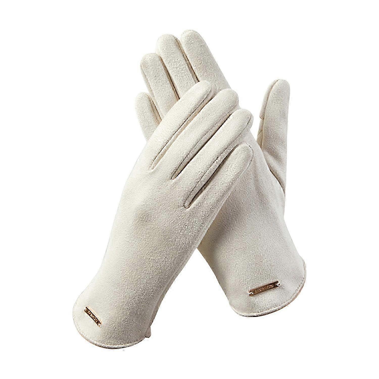 1 Pair Winter Padded Warm Gloves Solid Color Touch Screen Design Windproof Wear Resistant Riding Ski