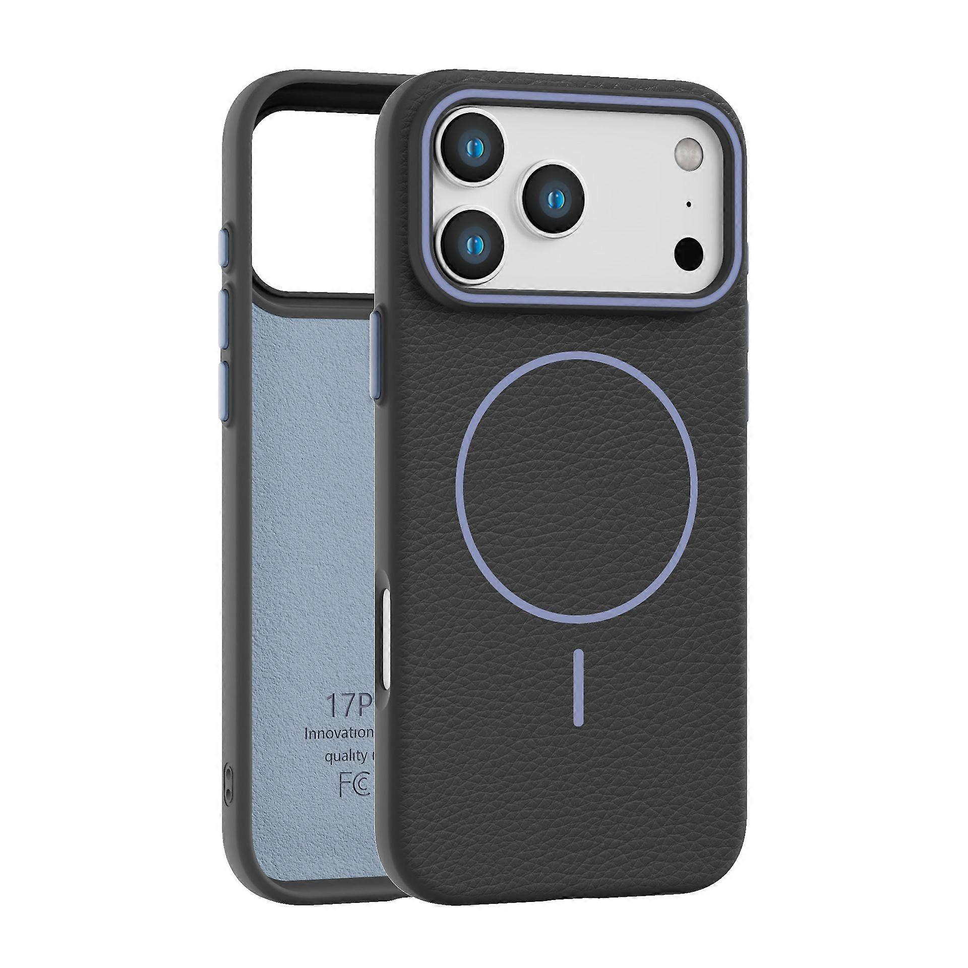 Suitable for iPhone17 magnetic ring TPU litchi pattern mobile phone case frosted skin feel mobile phone case