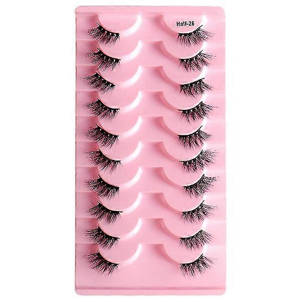 Natural Half Lashes Short Wavy Faux Mink Eyelashes False Eyelashes 10 Pairs