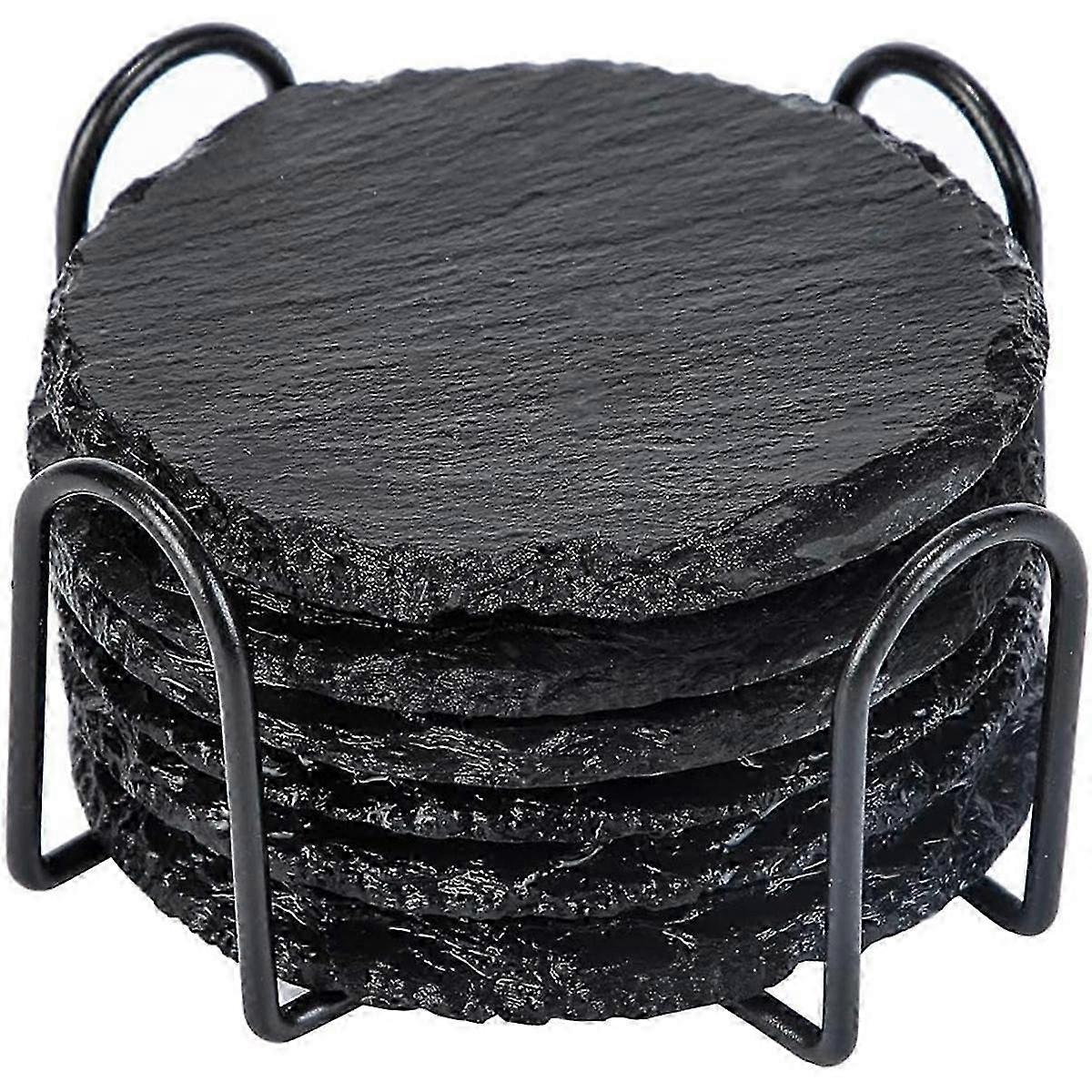 10cm Round Glass Stone Coaster with Practical Stand - Durable & Stylish