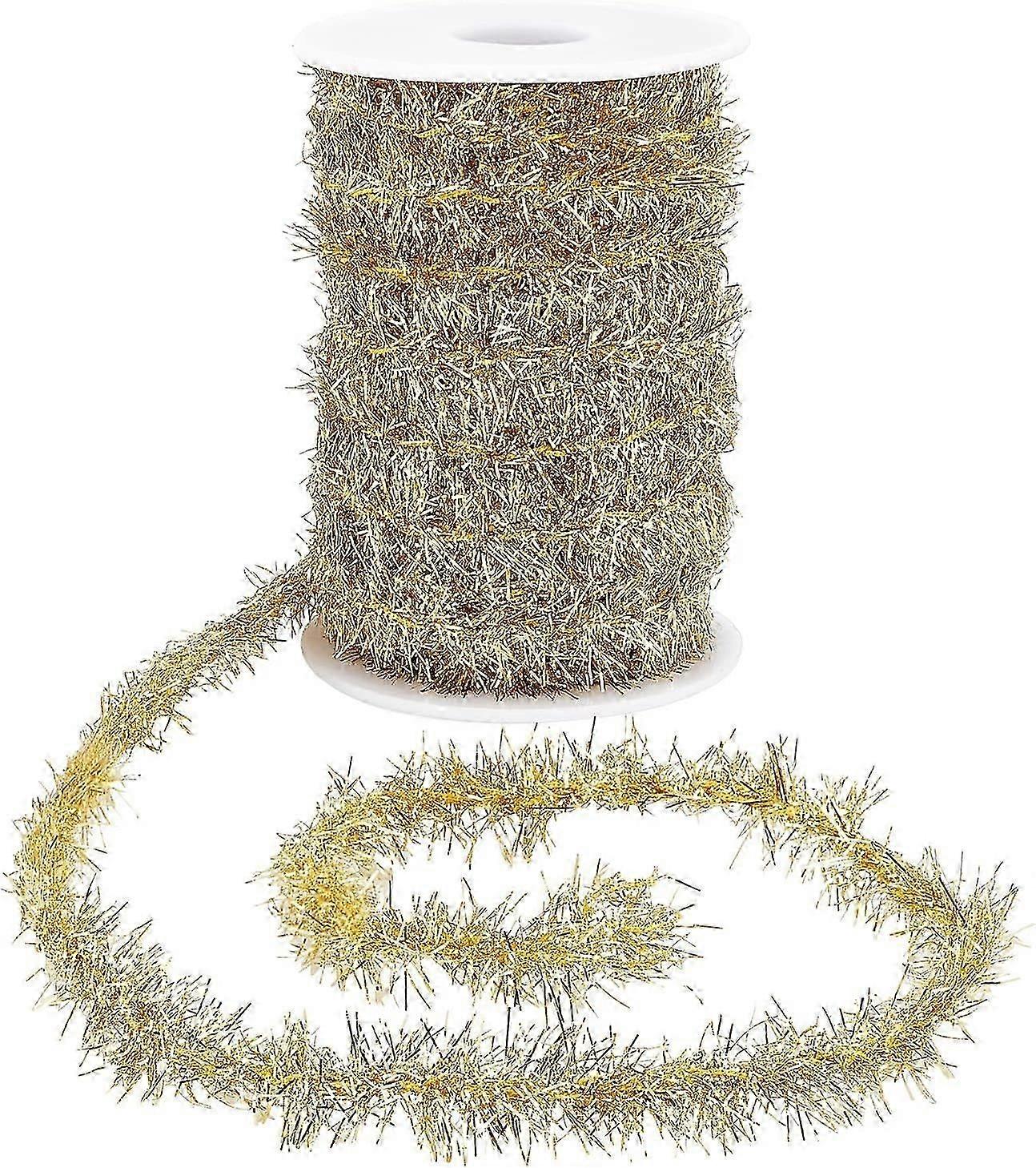 20 Yards Gold Tinsel Garland Party Garland Thin Glitter Tinsel Metallic Holiday Tinsel Garland Decor for Christmas Tree Birthday Party Wedding Decorat