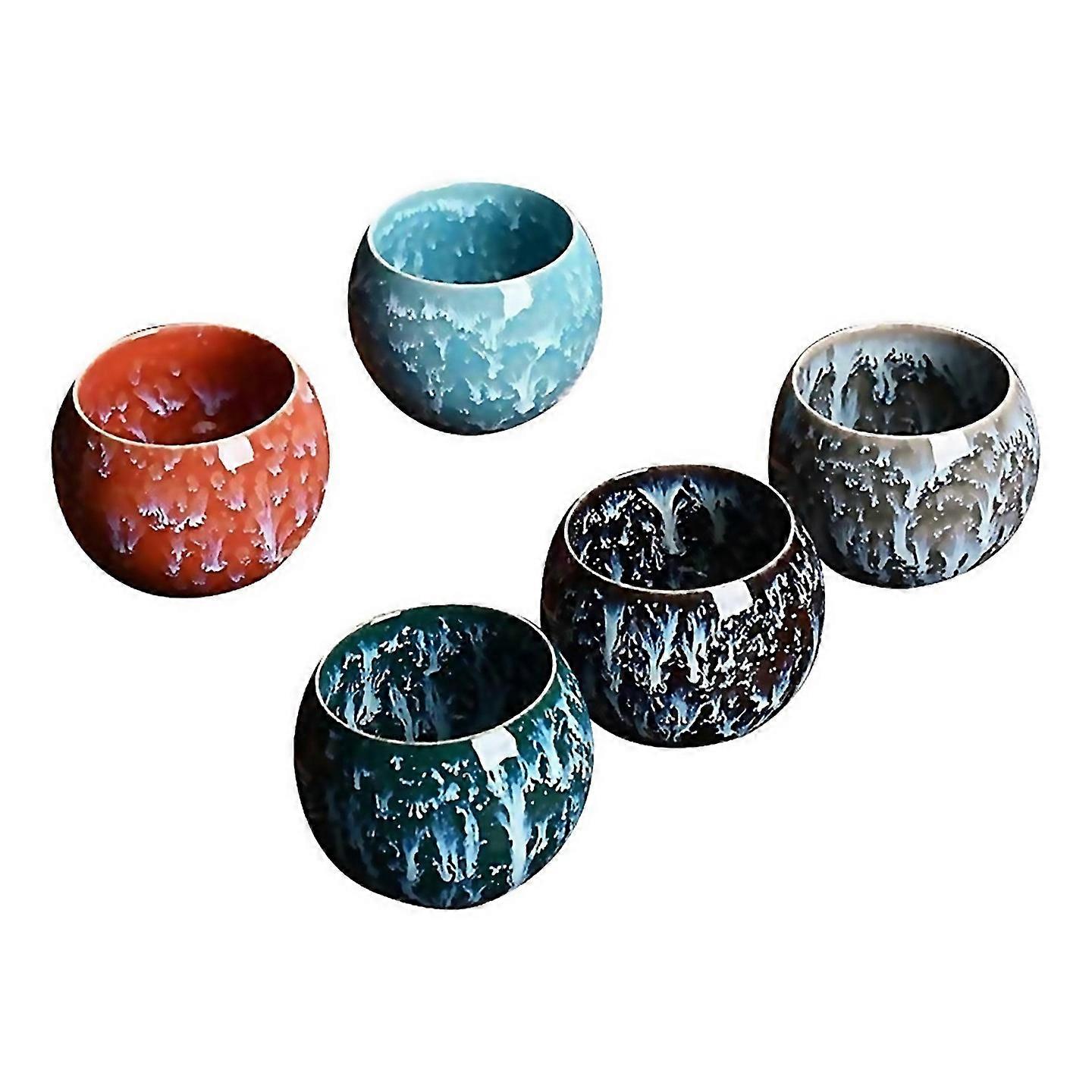 For Kiln Change Ceramic Tea Cup Set Five Elements Gift Box