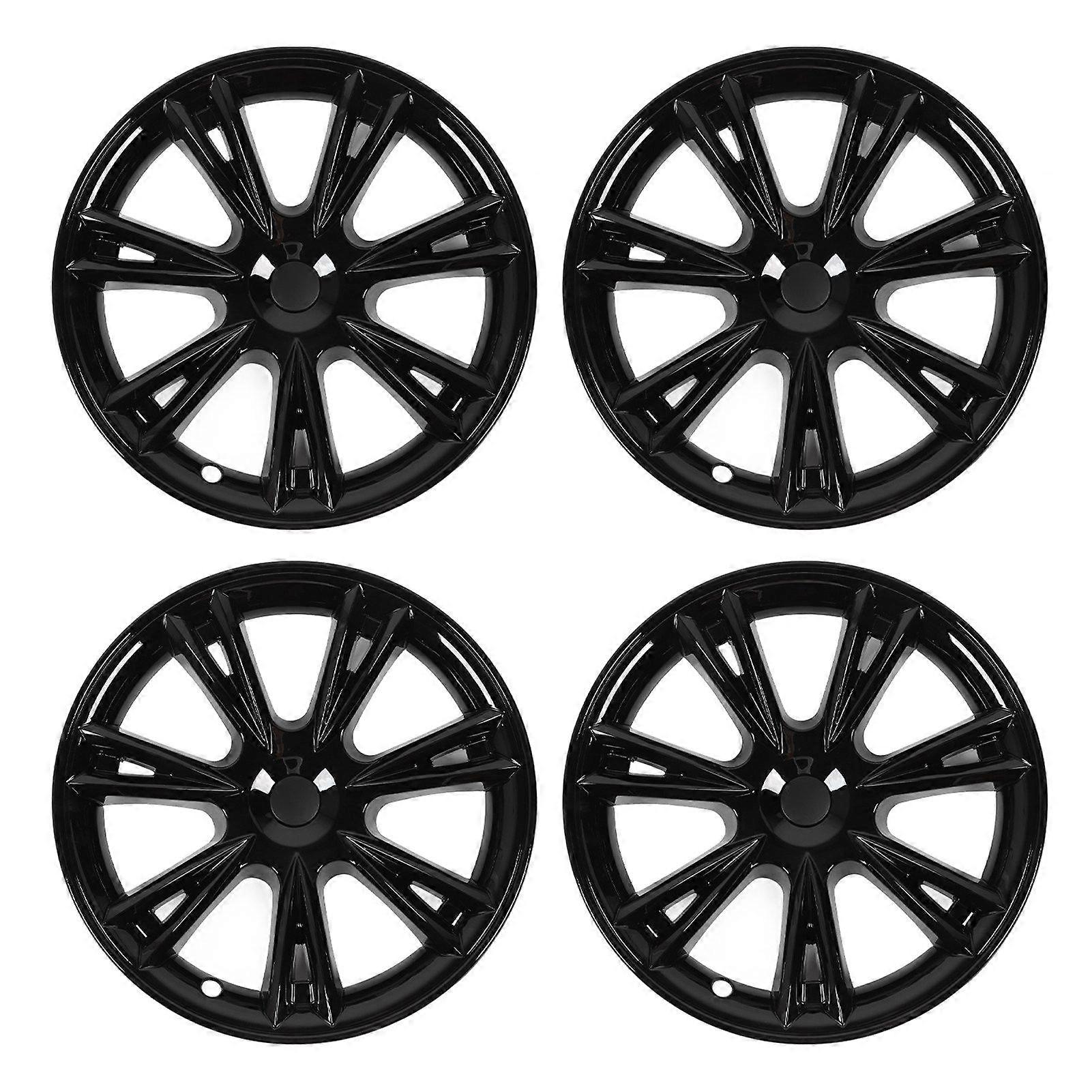 4pcs Wheel Hub Cap Sports Style Reduce Wind Resistance Protective Replacement for Tesla Model Y 19 Inch Wheel 2021 to 2023 Glossy Black