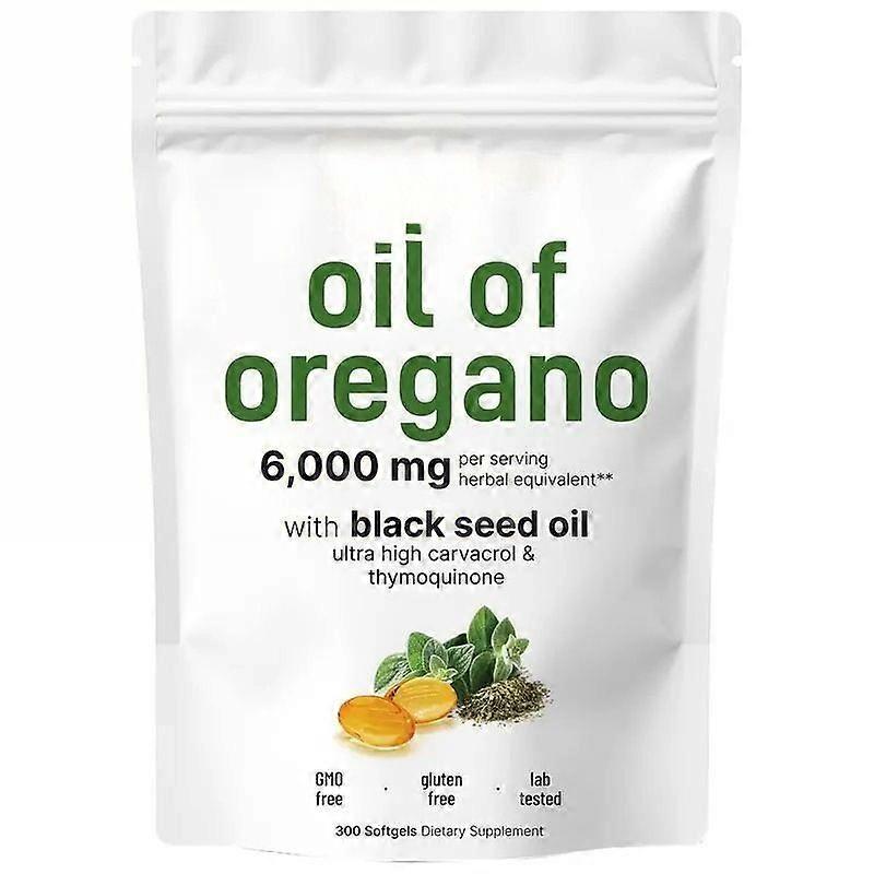 Oreganoöl, 2 in 1 Formel Schwarzkümmelöl 6000mg