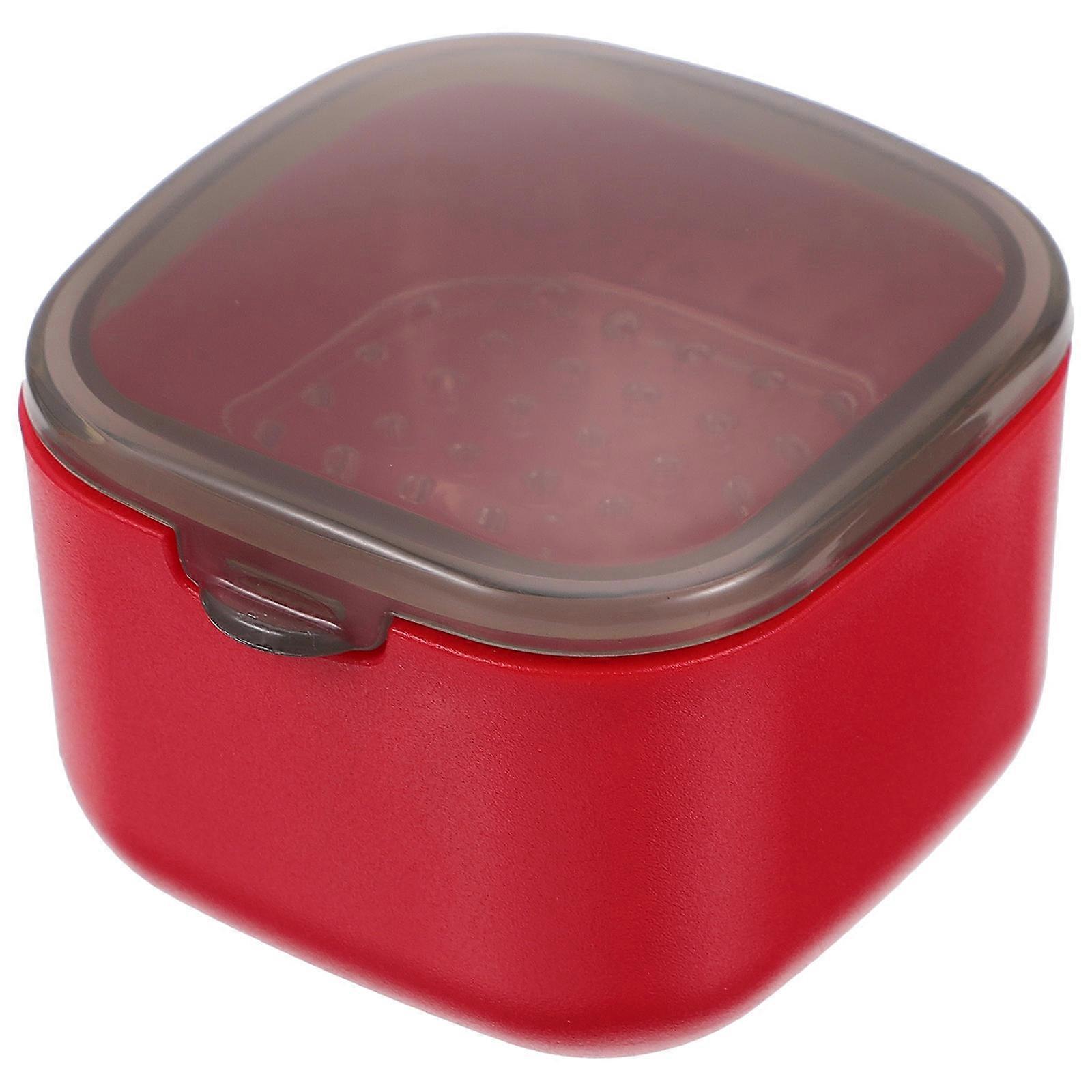Red Denture Storage Box for Braces Holding 1Pcs Practical Use