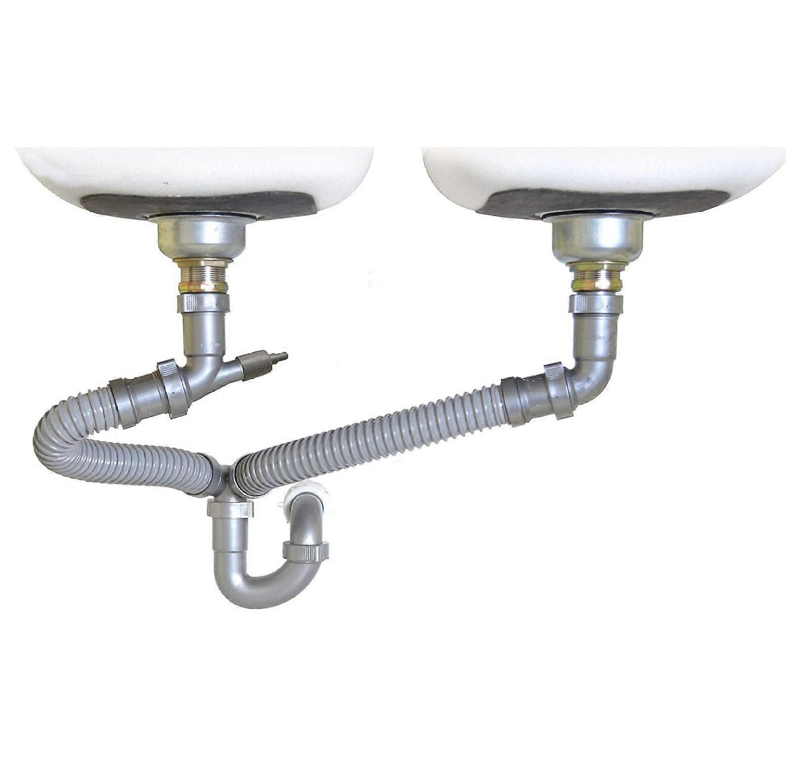 Snappy Trap 1 1/2" All-In-One-Drain Kit for Double Bowl Kitchen Sinks