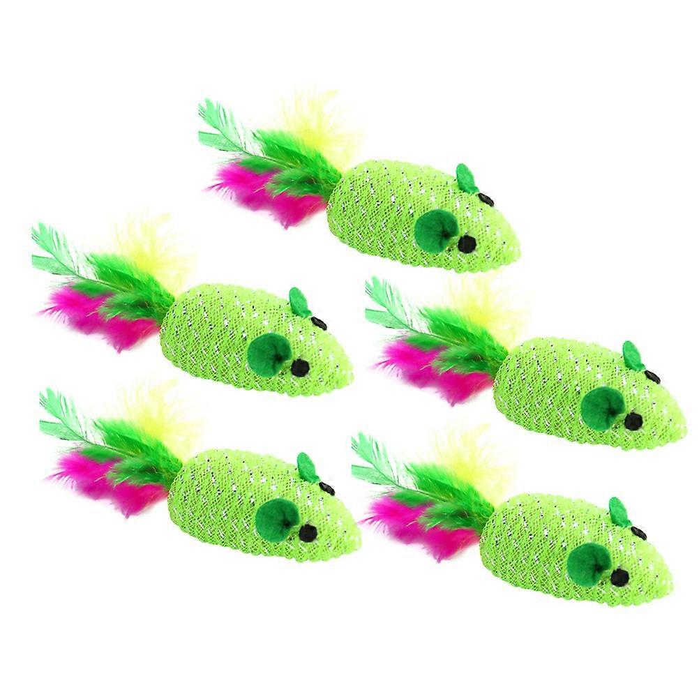 Feather Mouse for Cat Interactive Toy with 10Pcs Woven Mouse