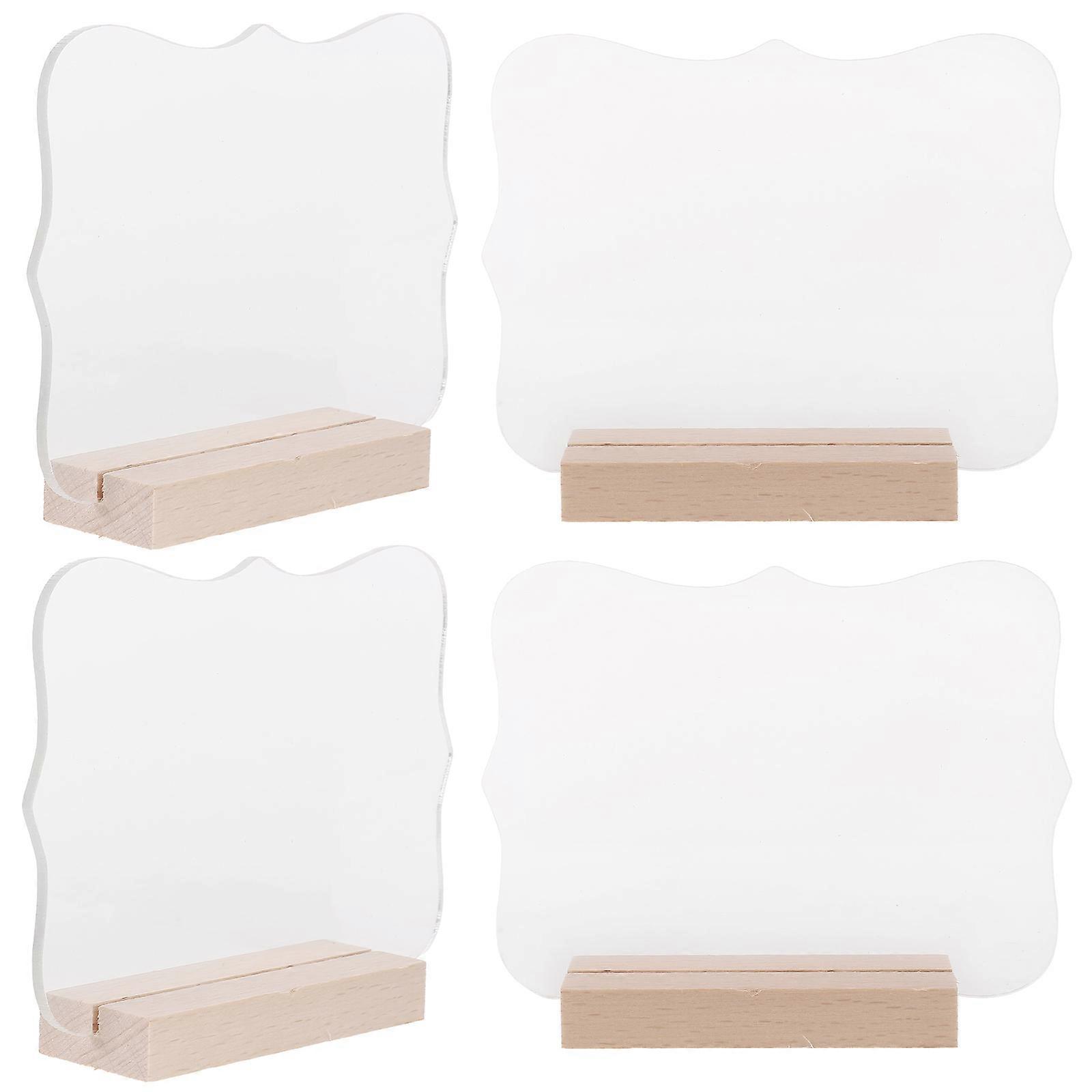 Card Stands for Display Acrylic Sign Blank for Restaurants Wood Material White Color for Seating Identification 4Pcs