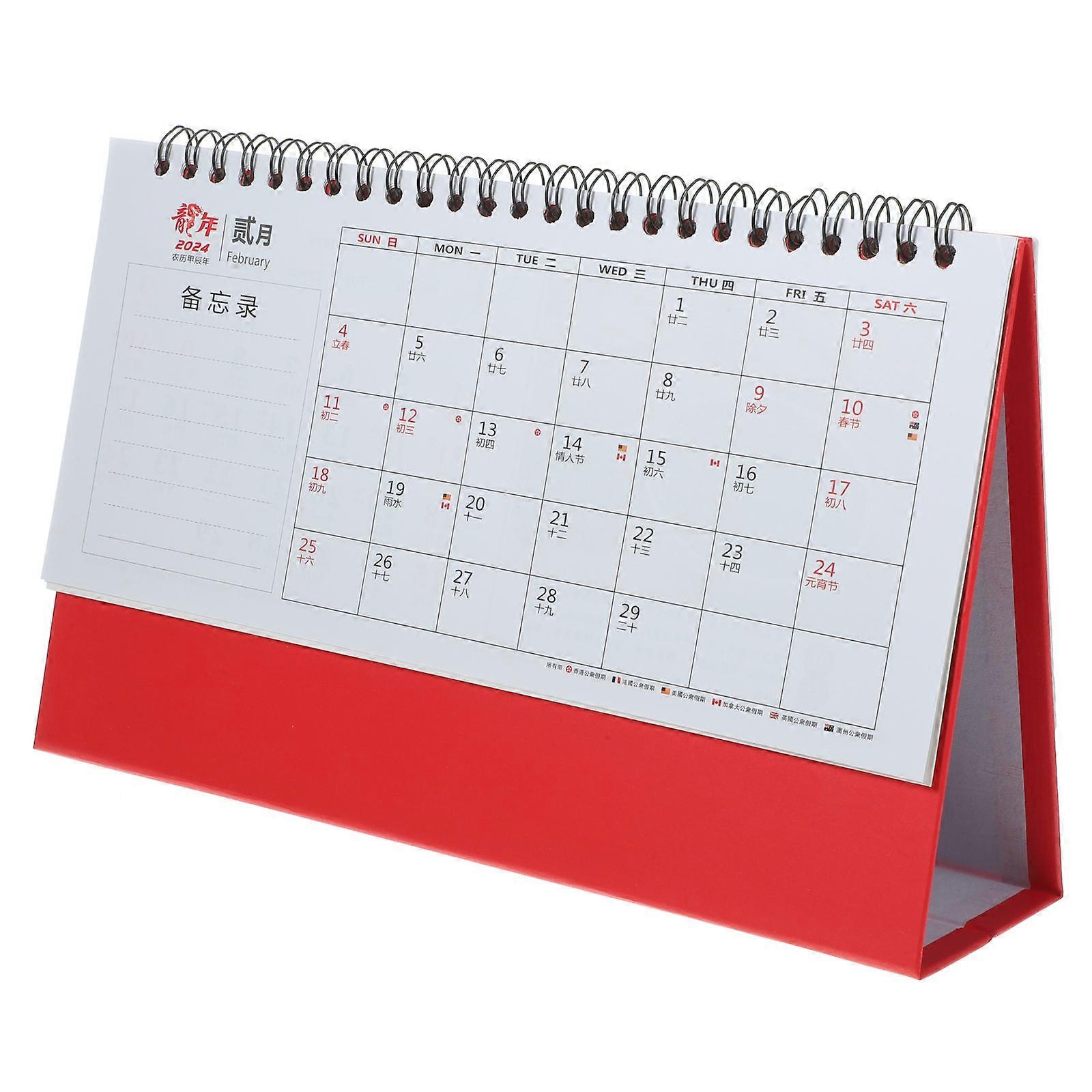 2024 Desk Calendar 5Pcs Spiral Binding for Household Use