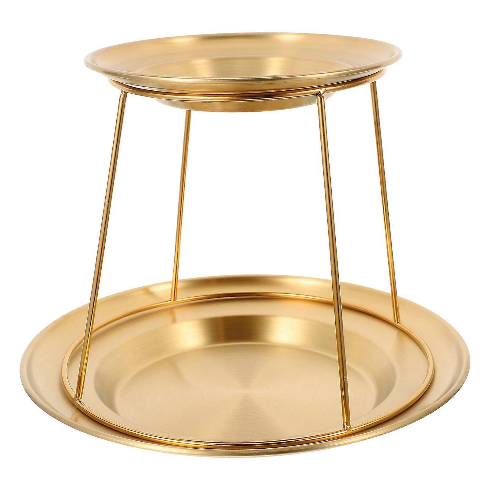 Double Layer Oyster Rack Sushi Display Stand Golden Stainless Steel Dessert Platter For Home Use Catering Events 1 Set